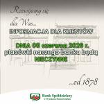Informacja o zamknięciu placówek Banku dnia 05 czerwca 2026 r.